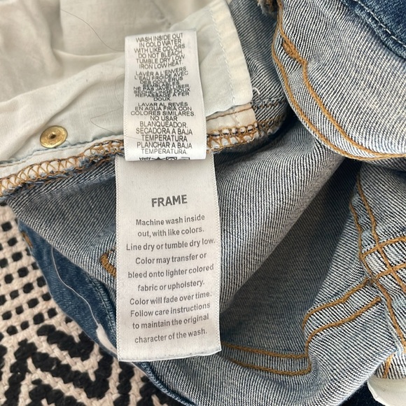 Frame le crop mini boot jeans with darker denim accents chic and sexy sz 27 - Picture 9 of 10